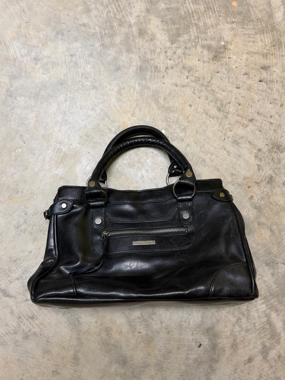Women's Black Leather Satchel Handbag